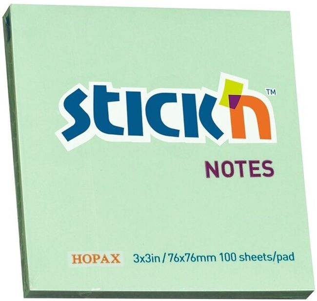 STICK NOTES STICK'N 76X76 PASTEL VERDE